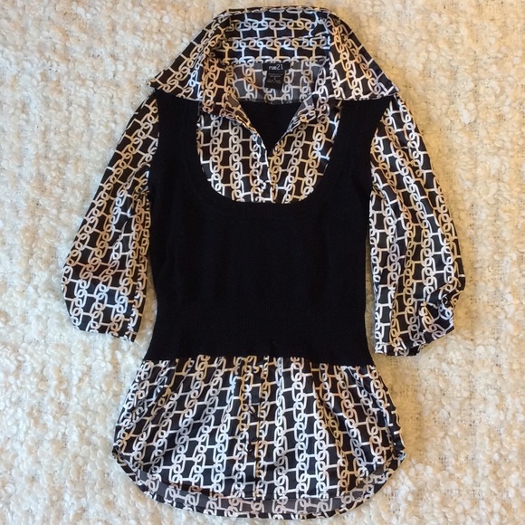 collared blouse with built in stretchy vest - Picture 1 of 4